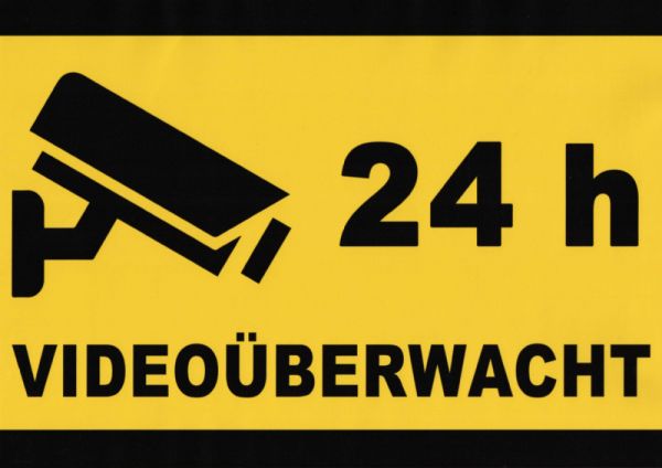 Infoschild &quot; 24h Videoüberwacht&quot;