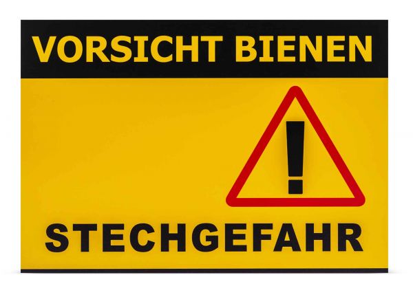 Warnschild &quot;Vorsicht Bienen Stechgefahr&quot; mit roten Ausrufezeichen