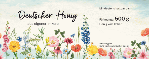 Honigglas-Etikett &quot;Blumenwiese&quot;